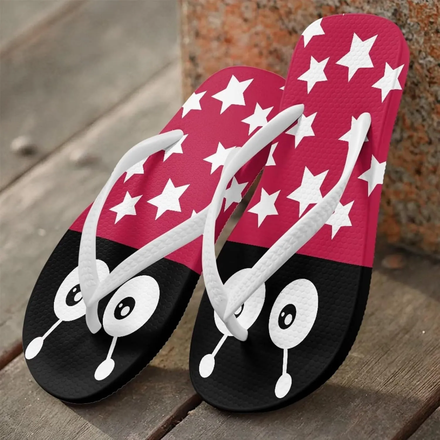 Forchrinse Custom Face Print Flip Flops for Women Funny Print Beach Slippers Arch Support Indoor Outdoor Summer Sandals