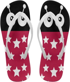 Forchrinse Custom Face Print Flip Flops for Women Funny Print Beach Slippers Arch Support Indoor Outdoor Summer Sandals