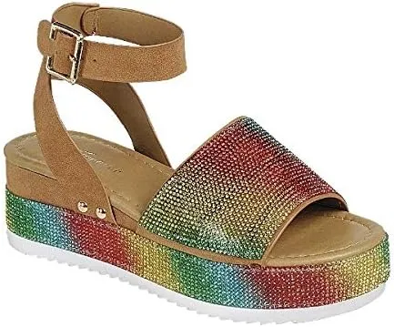 Forever Link Sensational Women's Open Toe Ankle Strap Espadrille Sandal