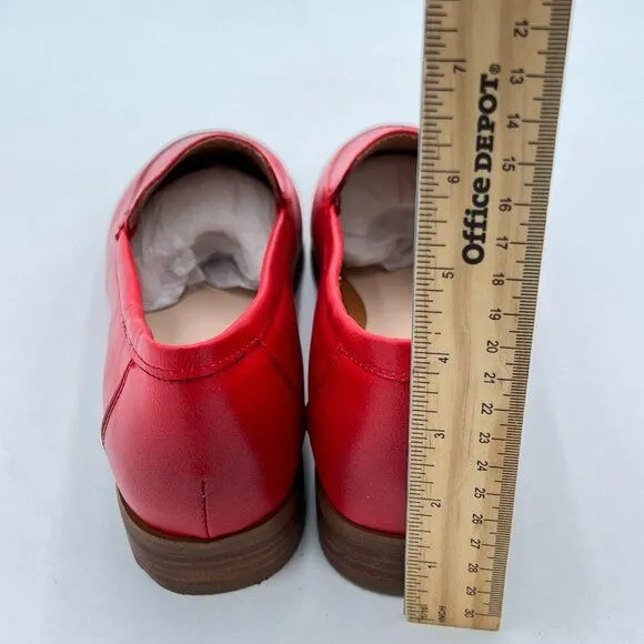 FOWT Women's Wide Width Loafer Shoes Slip On High Block Stripped Heel Flats Poin