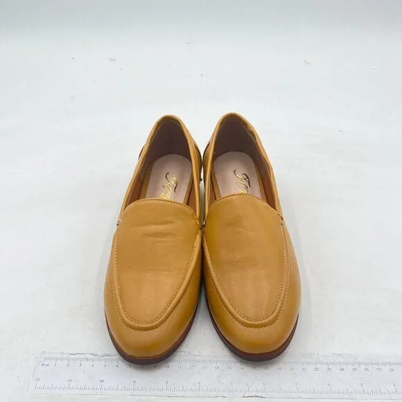 FOWT Yellow Wide Width Loafer Shoes Slip On Block Stripped Heel Driving Loafer