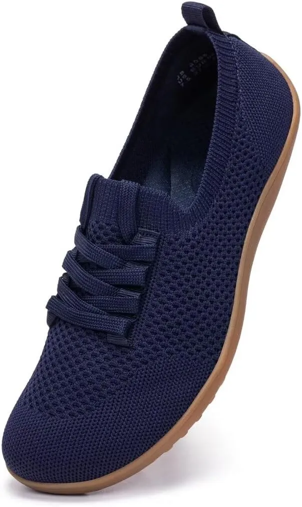 Frank Mully Womens Walking Shoes Wide Toe Box Barefoot Shoes Knitted Fashion Sneaker with Arch Support