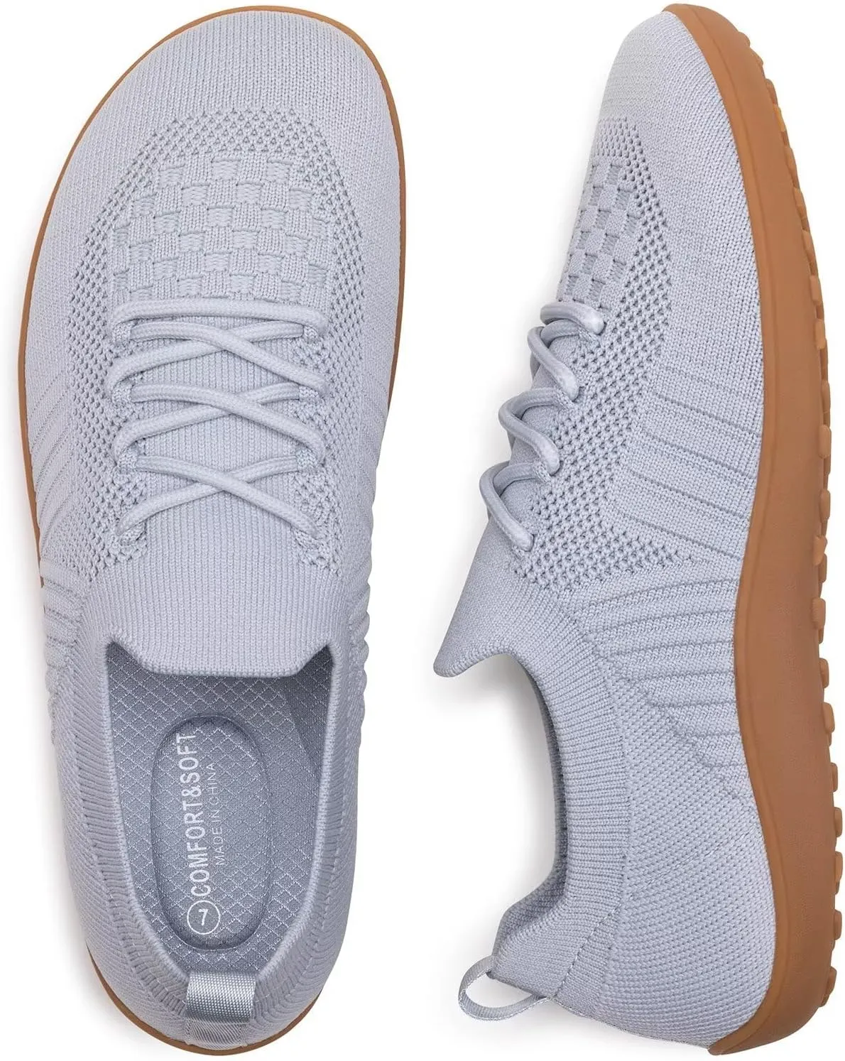 Frank Mully Womens Walking Shoes Wide Toe Box Barefoot Shoes Knitted Fashion Sneaker with Arch Support
