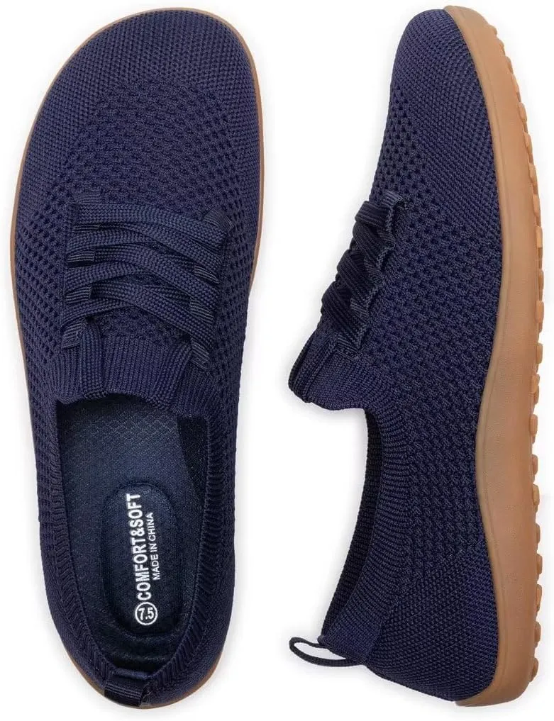 Frank Mully Womens Walking Shoes Wide Toe Box Barefoot Shoes Knitted Fashion Sneaker with Arch Support