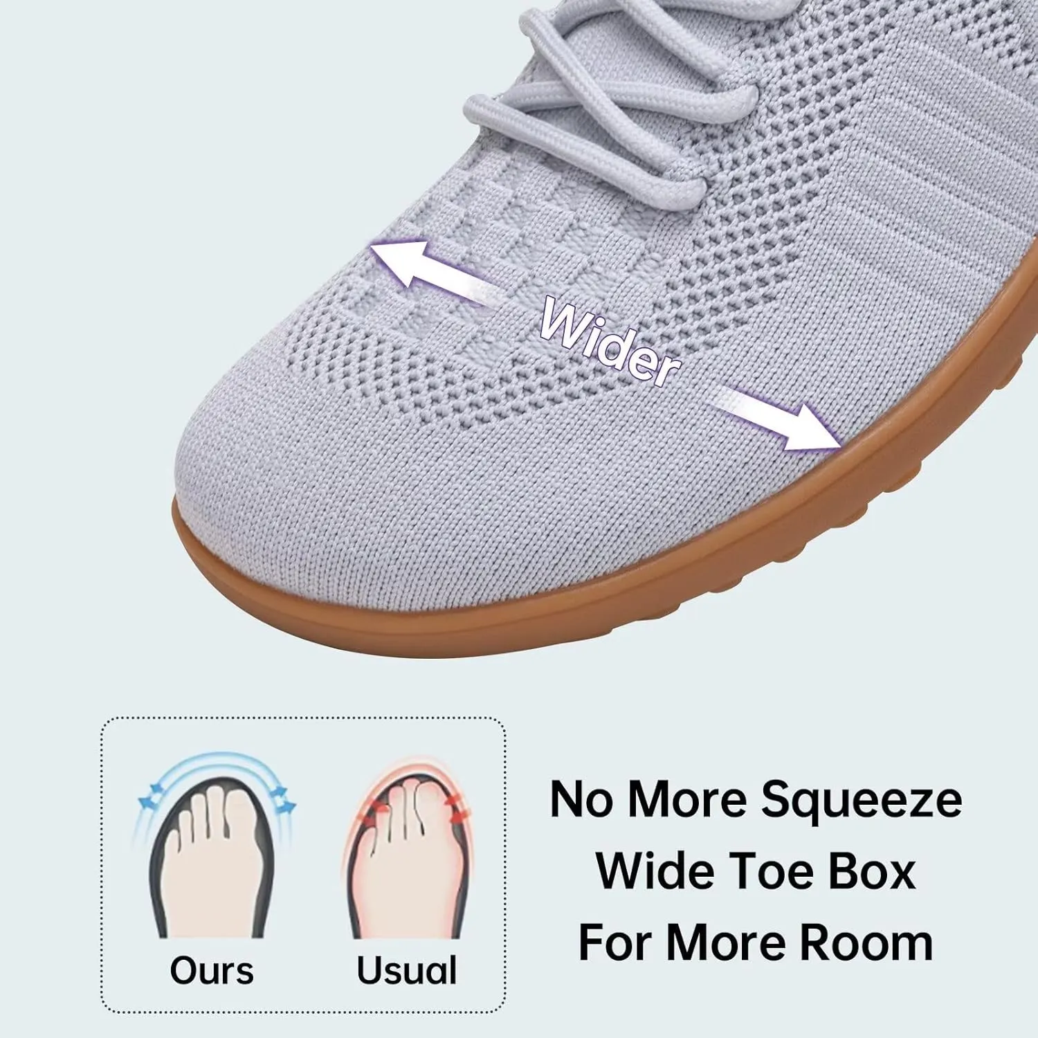 Frank Mully Womens Walking Shoes Wide Toe Box Barefoot Shoes Knitted Fashion Sneaker with Arch Support