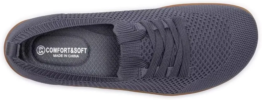 Frank Mully Womens Walking Shoes Wide Toe Box Barefoot Shoes Knitted Fashion Sneaker with Arch Support