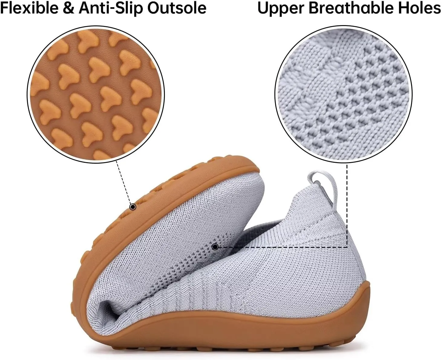 Frank Mully Womens Walking Shoes Wide Toe Box Barefoot Shoes Knitted Fashion Sneaker with Arch Support