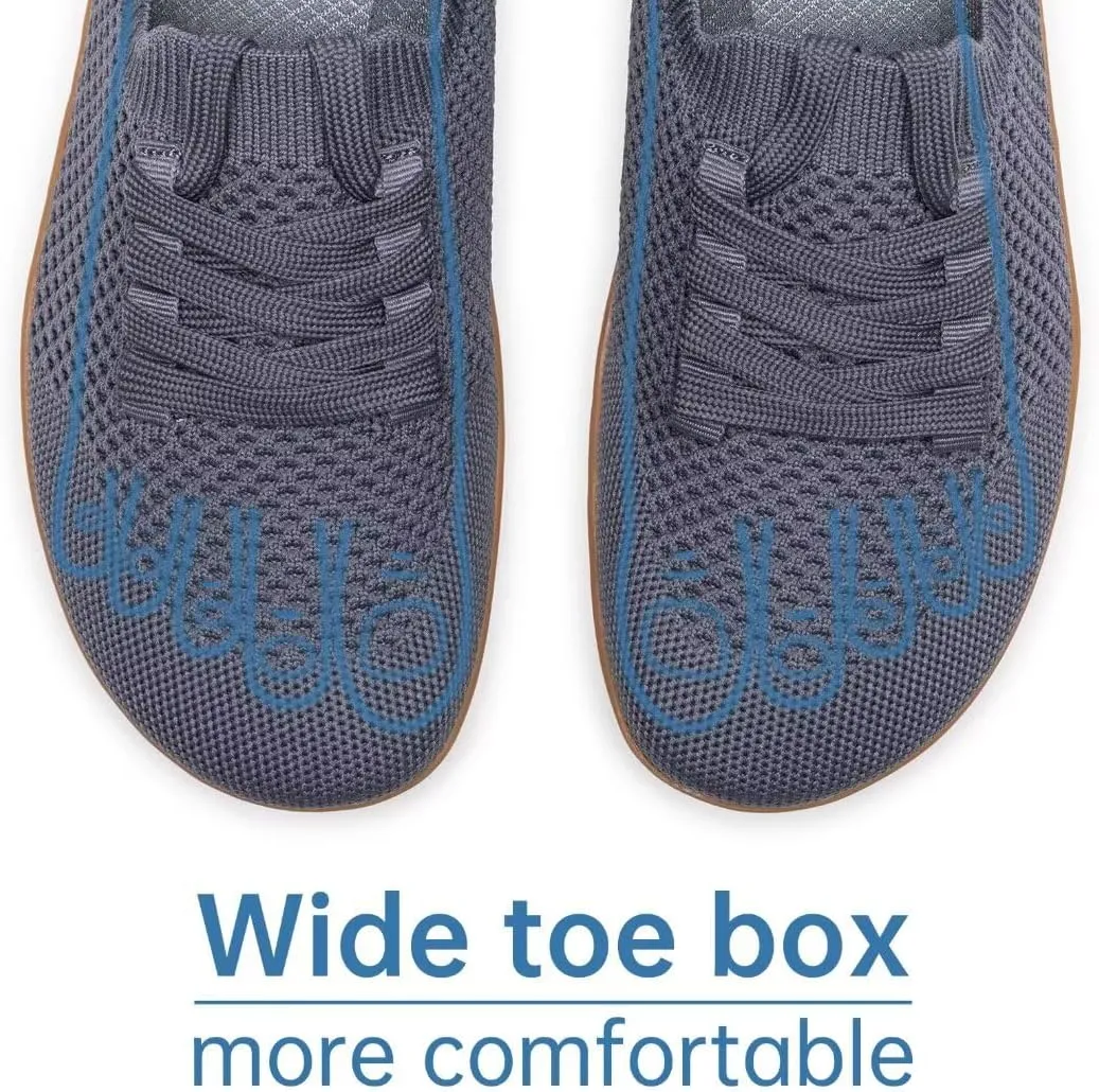 Frank Mully Womens Walking Shoes Wide Toe Box Barefoot Shoes Knitted Fashion Sneaker with Arch Support