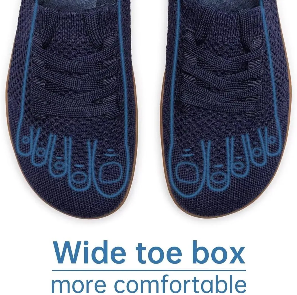 Frank Mully Womens Walking Shoes Wide Toe Box Barefoot Shoes Knitted Fashion Sneaker with Arch Support