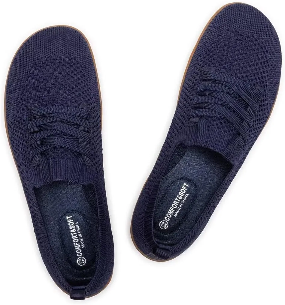 Frank Mully Womens Walking Shoes Wide Toe Box Barefoot Shoes Knitted Fashion Sneaker with Arch Support