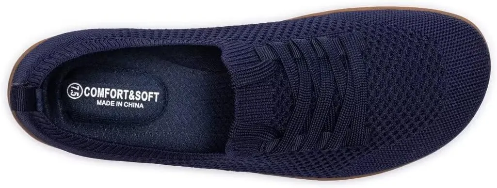 Frank Mully Womens Walking Shoes Wide Toe Box Barefoot Shoes Knitted Fashion Sneaker with Arch Support