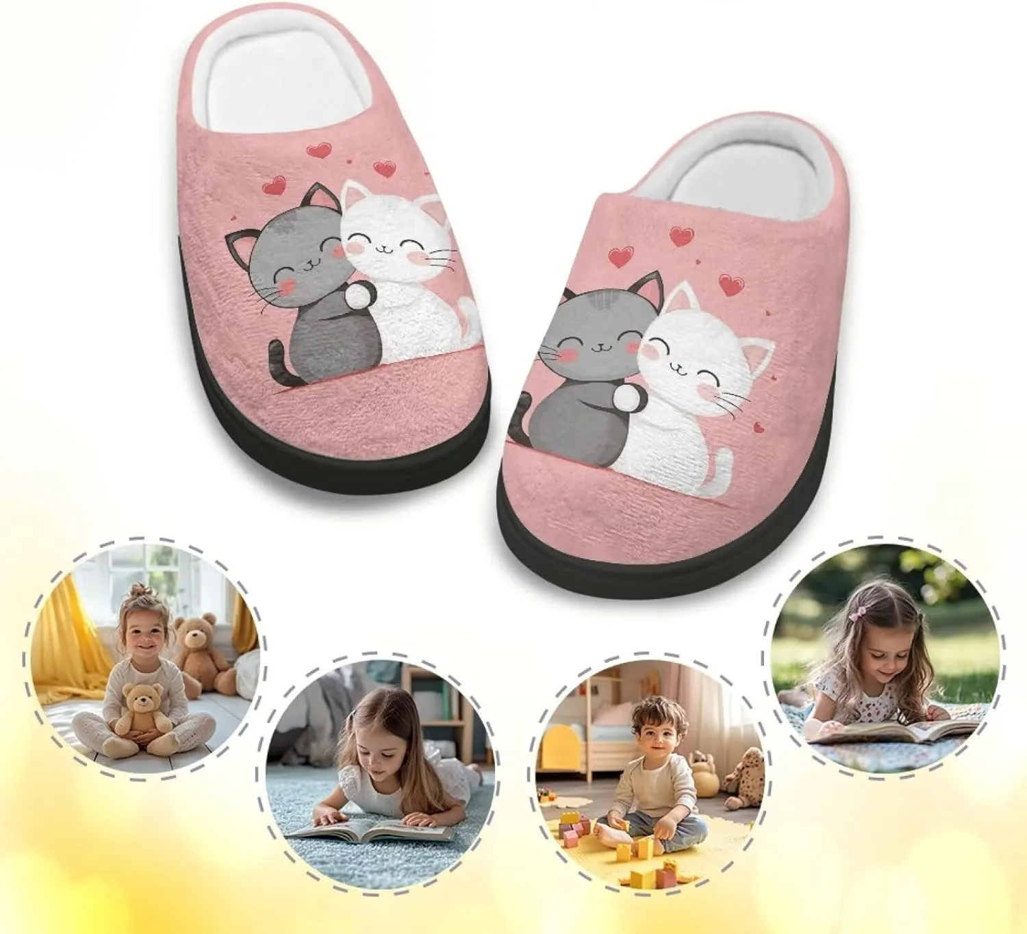 Fuzzy Slippers for Boys Girls Non-slip House Slipper Winter Home Shoes