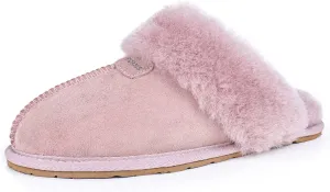 FUZZYFOAMS Genuine Australian Sheepskin Women Slippers Memory Foam Shearling Slipper Water Resistant Warm and Fluffy Indoor Outdoor House Shoes