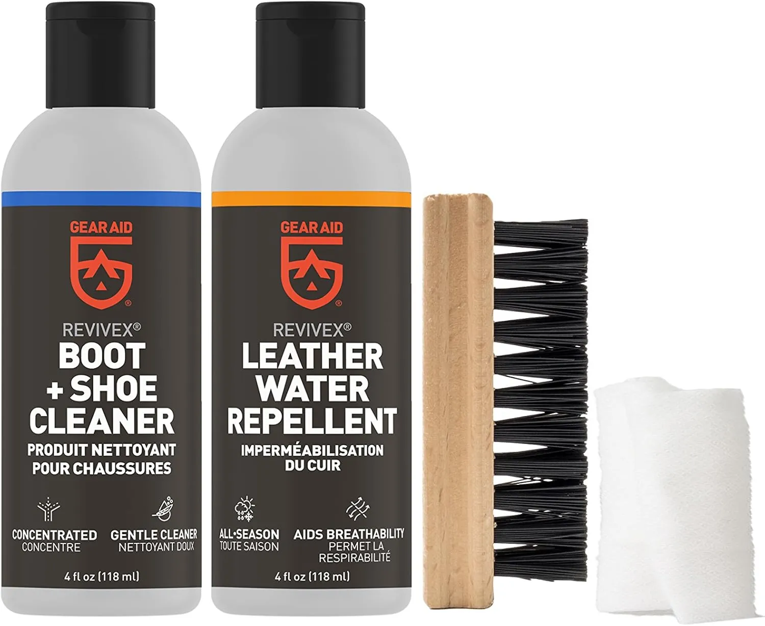Gear AID Revivex Leather Shoe and Boot Cleaner Conditioning Kit, Restore Your Sneakers, Work and Hiking Boots, Includes Soap