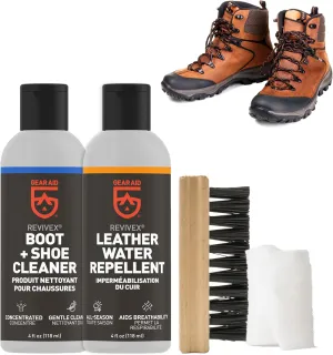 Gear AID Revivex Leather Shoe and Boot Cleaner Conditioning Kit, Restore Your Sneakers, Work and Hiking Boots, Includes Soap