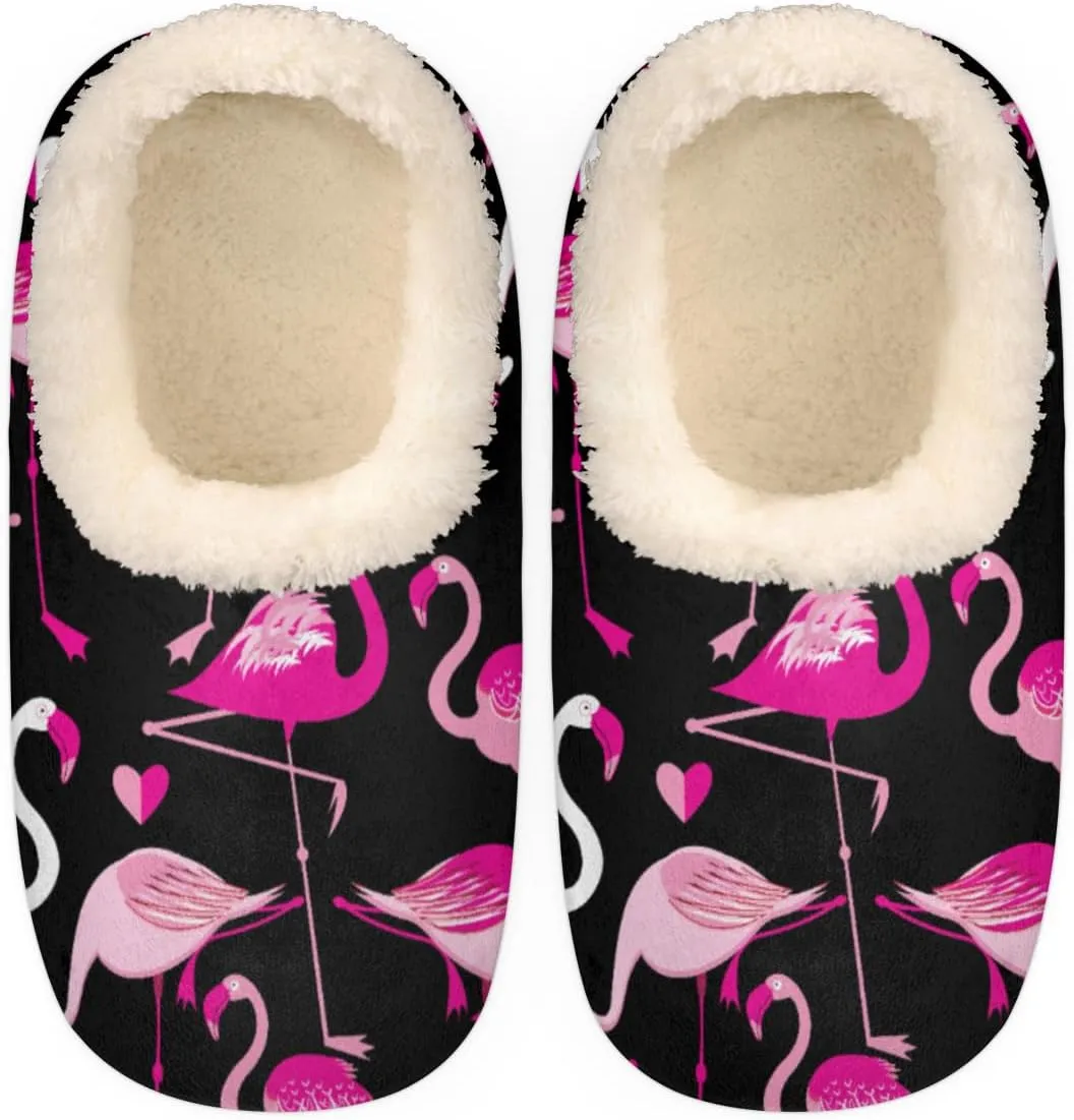 Geometric Cactus Floral Slippers for Women， Soft Cozy Warm Fuzzy Memory Foam House Slippers， Non Slip Closed Back Winter Comfy Plush Ladies House Shoes for Indoor Bedroom
