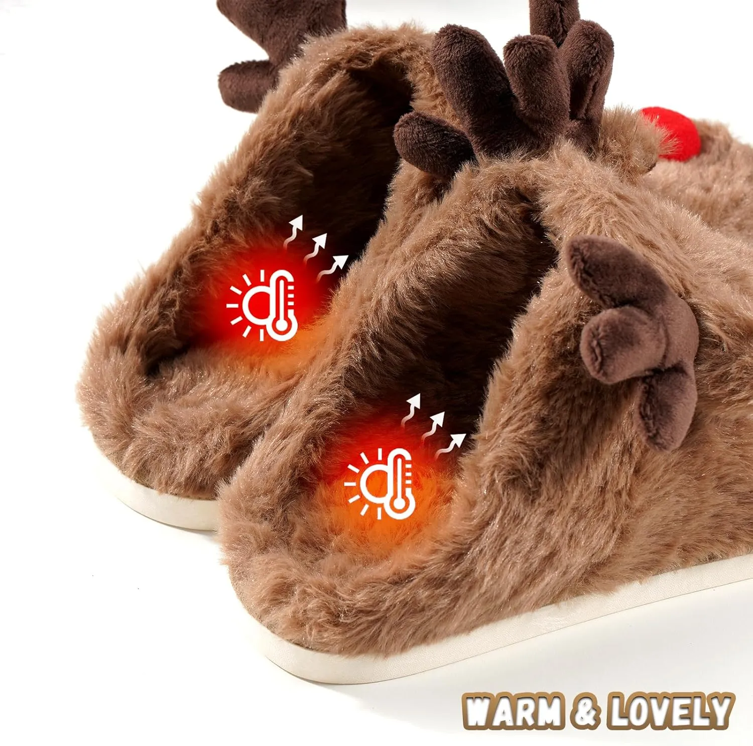 Gilbins Women's-Men's Christmas Holiday Ugly Warm Memory Foam Fury Slippers Sweater Reindeer Winter Soft Cozy Home Booties slipper for Indoor & Outdoor