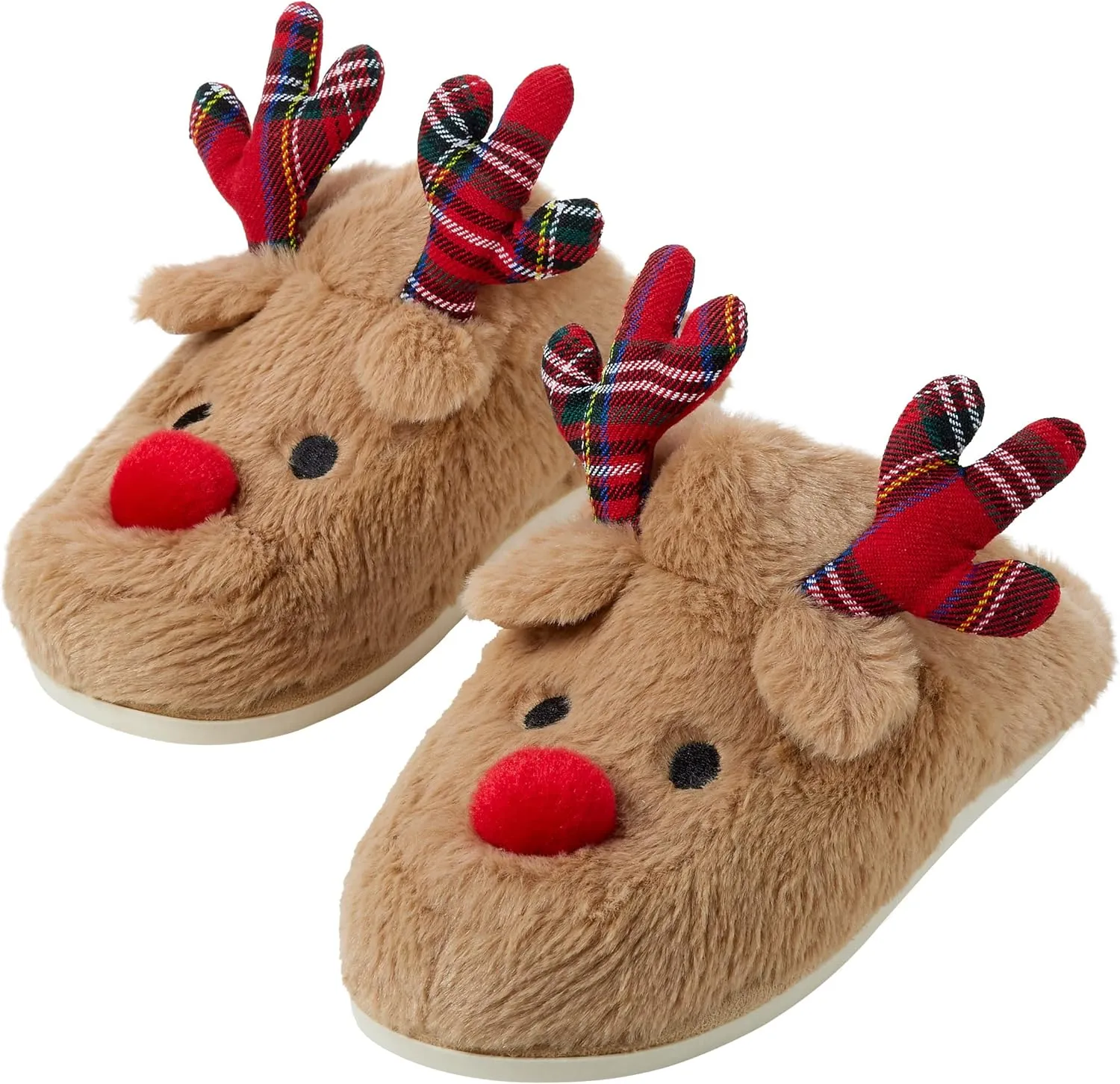 Gilbins Women's-Men's Christmas Holiday Ugly Warm Memory Foam Fury Slippers Sweater Reindeer Winter Soft Cozy Home Booties slipper for Indoor & Outdoor