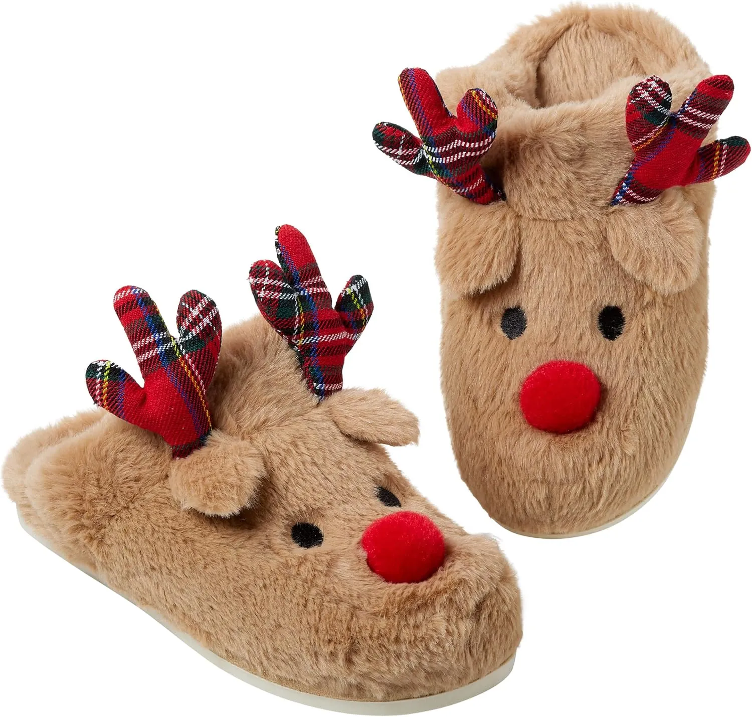 Gilbins Women's-Men's Christmas Holiday Ugly Warm Memory Foam Fury Slippers Sweater Reindeer Winter Soft Cozy Home Booties slipper for Indoor & Outdoor