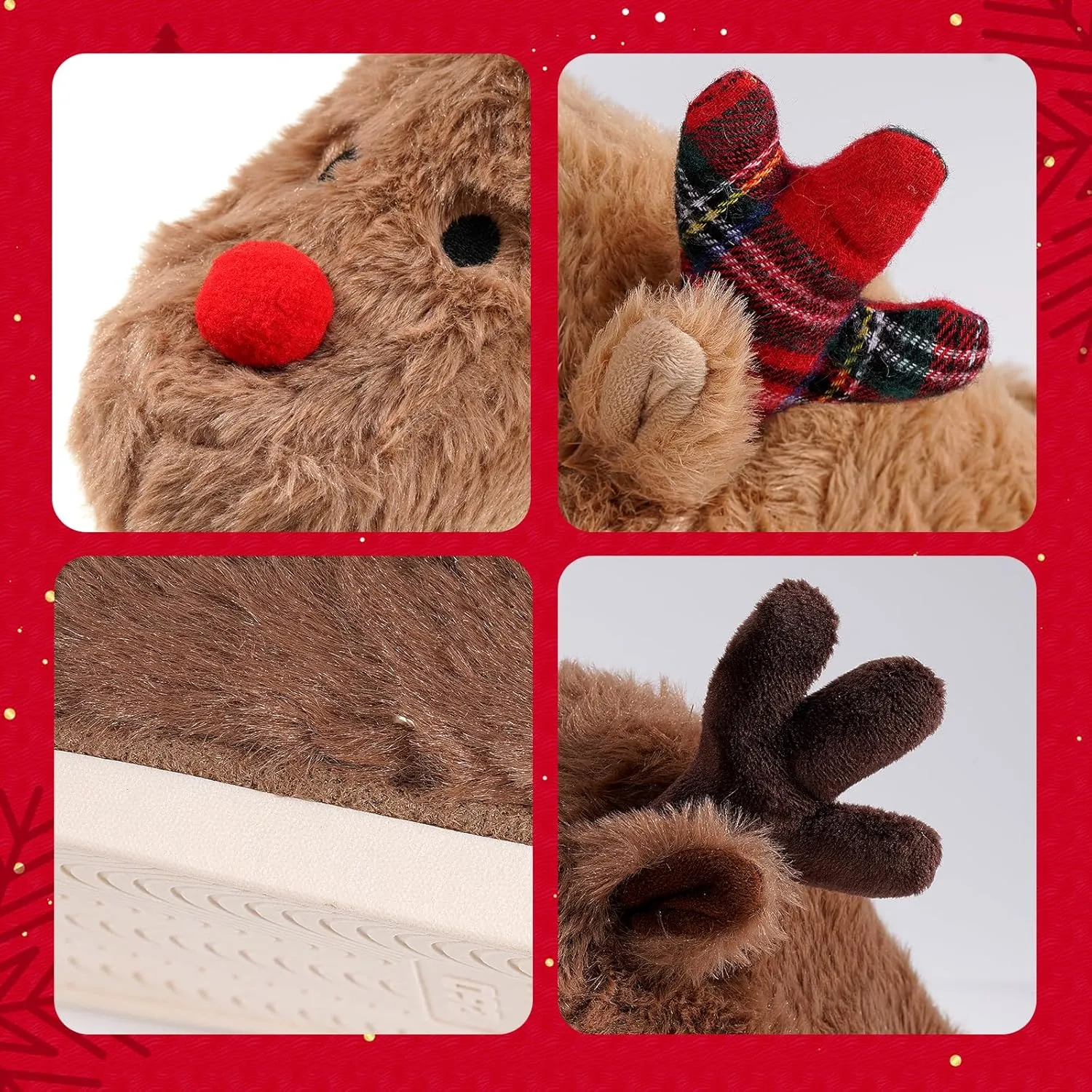 Gilbins Women's-Men's Christmas Holiday Ugly Warm Memory Foam Fury Slippers Sweater Reindeer Winter Soft Cozy Home Booties slipper for Indoor & Outdoor