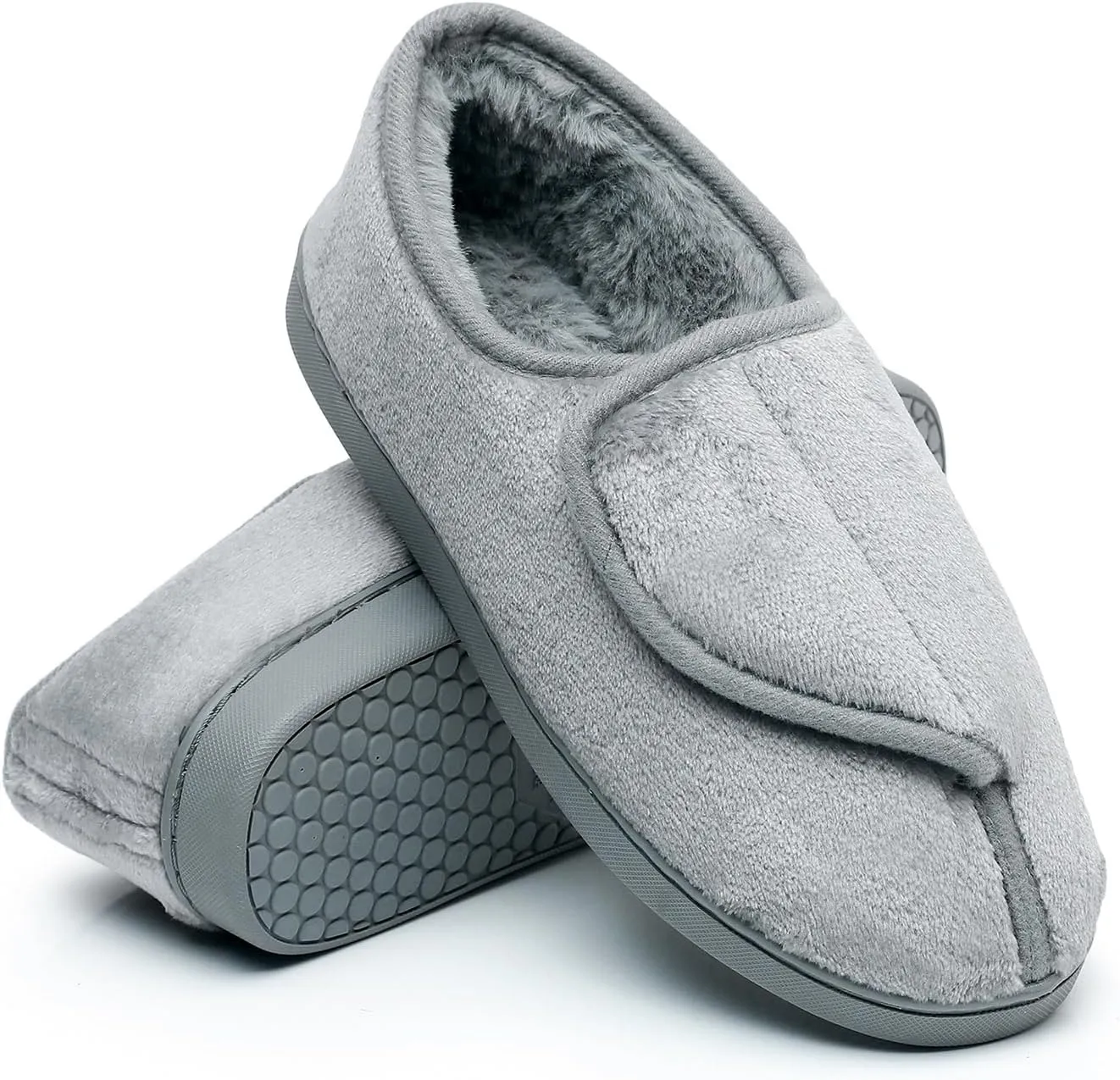 Git-up Women Memory Foam Diabetic Slippers Arthritis Edema Adjustable Closed Toe Swollen Feet Slippers Comfortable House Indoor Outdoor Shoes with Rubber Sole