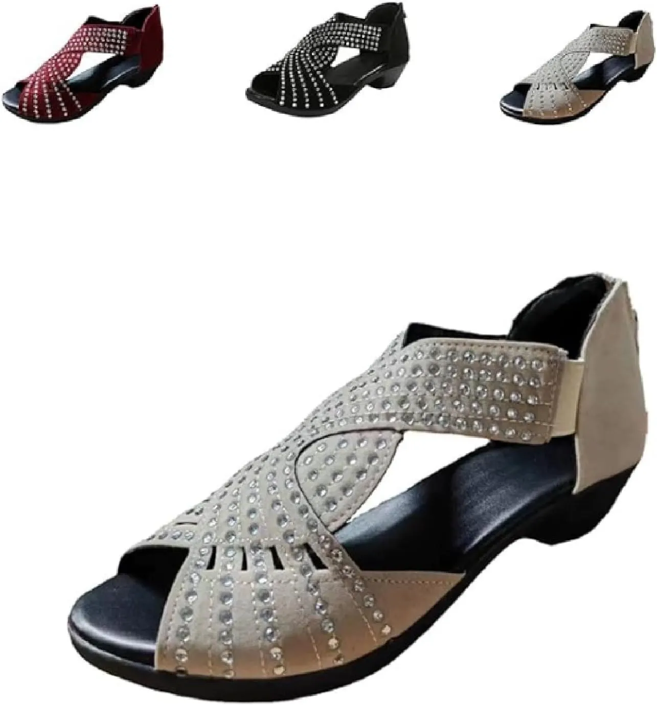 Glowstep Orthopedic Low Heel Cut-Out Sandals, Glow Step Comfortable Orthotic Sandals with Arch Support for Women, Arch Support