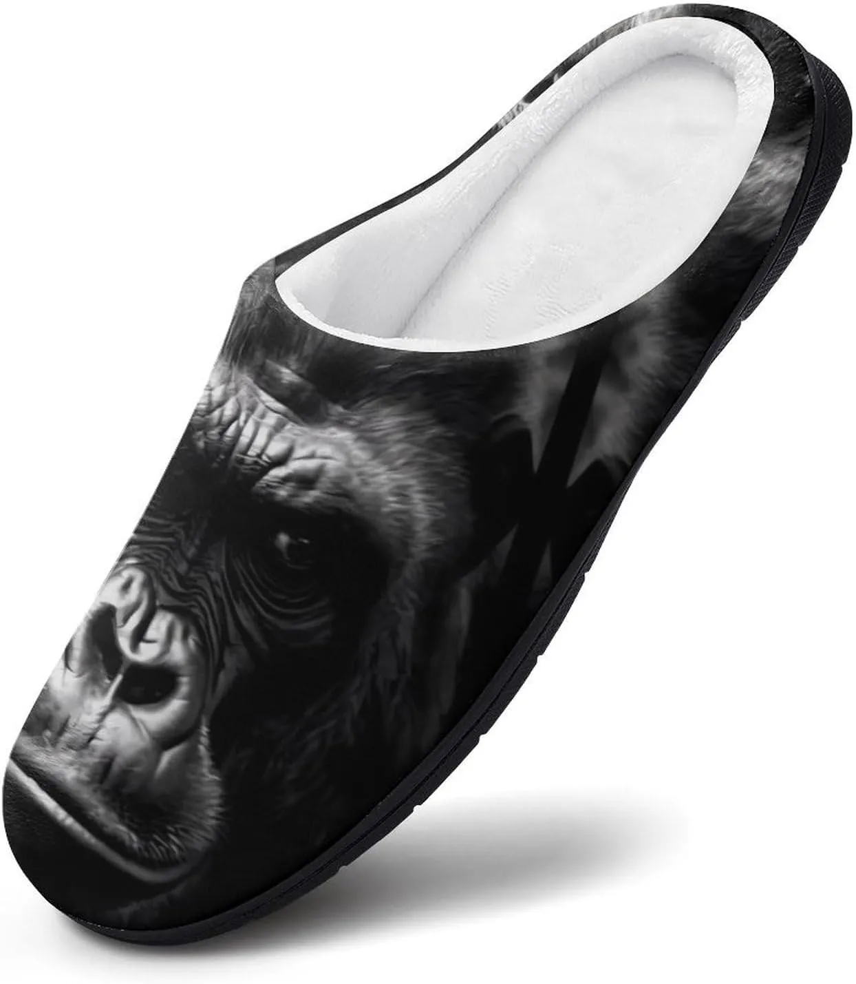 Gorilla Face Men's Cotton Slipper Shoes Printed Funny Soft Anti-Skid Sole Home Shoe for House Indoor Outdoor
