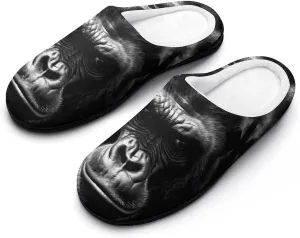 Gorilla Face Men's Cotton Slipper Shoes Printed Funny Soft Anti-Skid Sole Home Shoe for House Indoor Outdoor