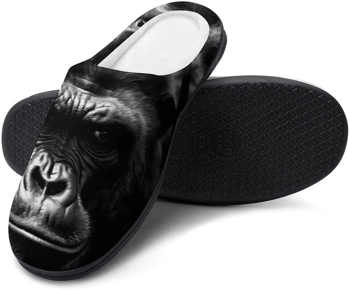 Gorilla Face Men's Cotton Slipper Shoes Printed Funny Soft Anti-Skid Sole Home Shoe for House Indoor Outdoor