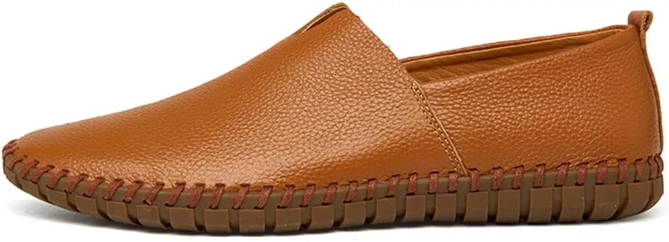 GOSPT Men's Handmade Leather Loafers Flats Driving Moccasins Slip on Shoes