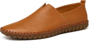 GOSPT Men's Handmade Leather Loafers Flats Driving Moccasins Slip on Shoes