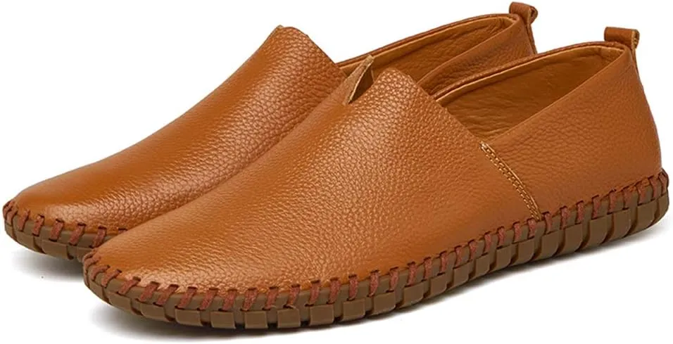 GOSPT Men's Handmade Leather Loafers Flats Driving Moccasins Slip on Shoes