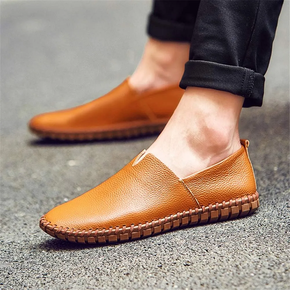 GOSPT Men's Handmade Leather Loafers Flats Driving Moccasins Slip on Shoes