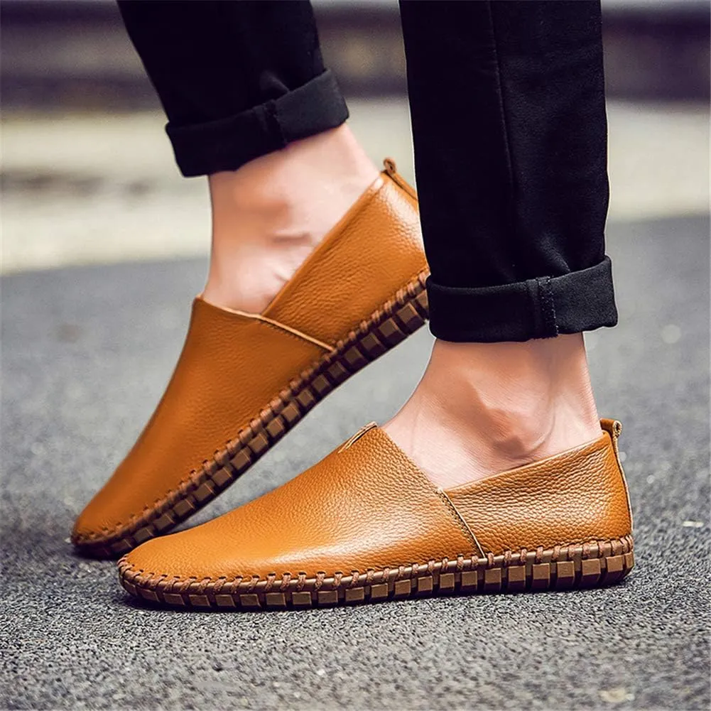GOSPT Men's Handmade Leather Loafers Flats Driving Moccasins Slip on Shoes