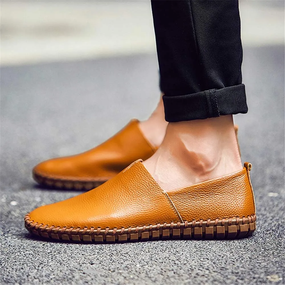 GOSPT Men's Handmade Leather Loafers Flats Driving Moccasins Slip on Shoes