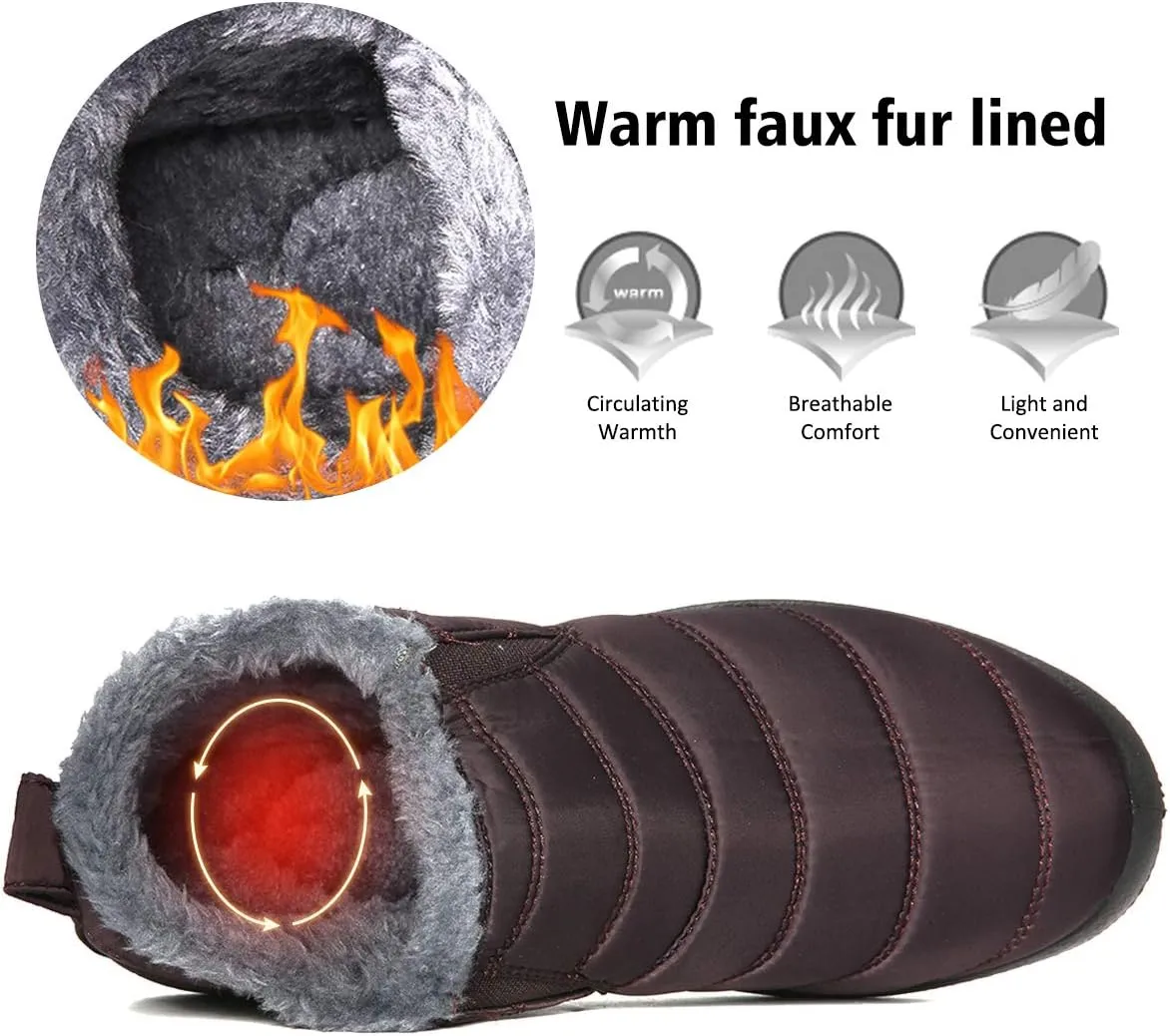 gracosy Warm Snow Boots, Winter Warm Ankle Boots, Fur Lining Boots,Waterproof Thickening Winter Shoes for Women and Men