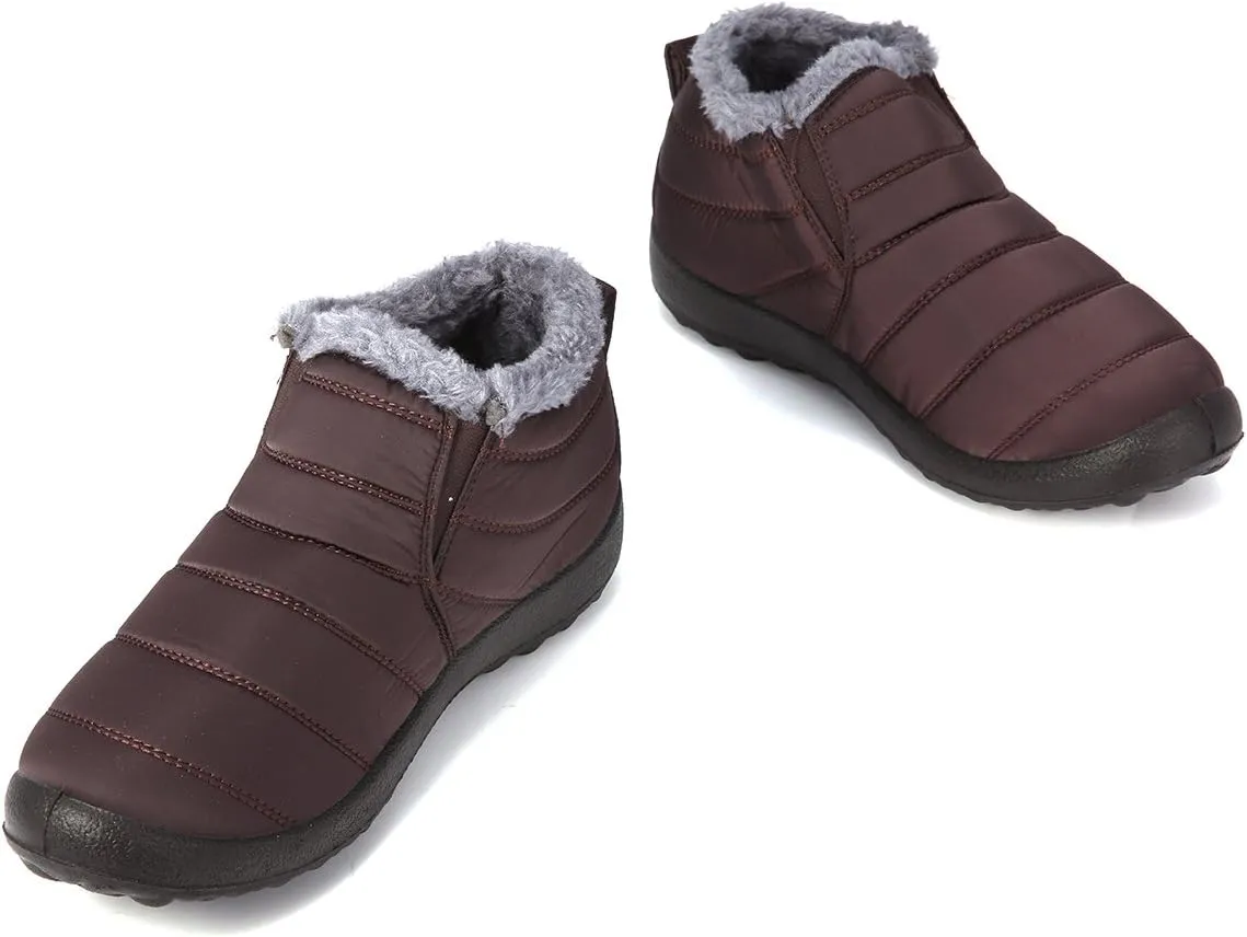 gracosy Warm Snow Boots, Winter Warm Ankle Boots, Fur Lining Boots,Waterproof Thickening Winter Shoes for Women and Men