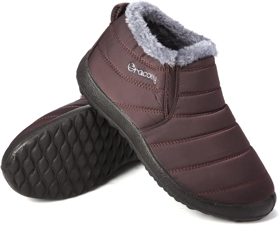 gracosy Warm Snow Boots, Winter Warm Ankle Boots, Fur Lining Boots,Waterproof Thickening Winter Shoes for Women and Men