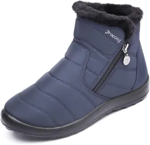 gracosy Warm Snow Boots, Women's Winter Ankle Bootie Anti-Slip Fur Lined Ankle Short Boots Waterproof Slip On Outdoor Shoes