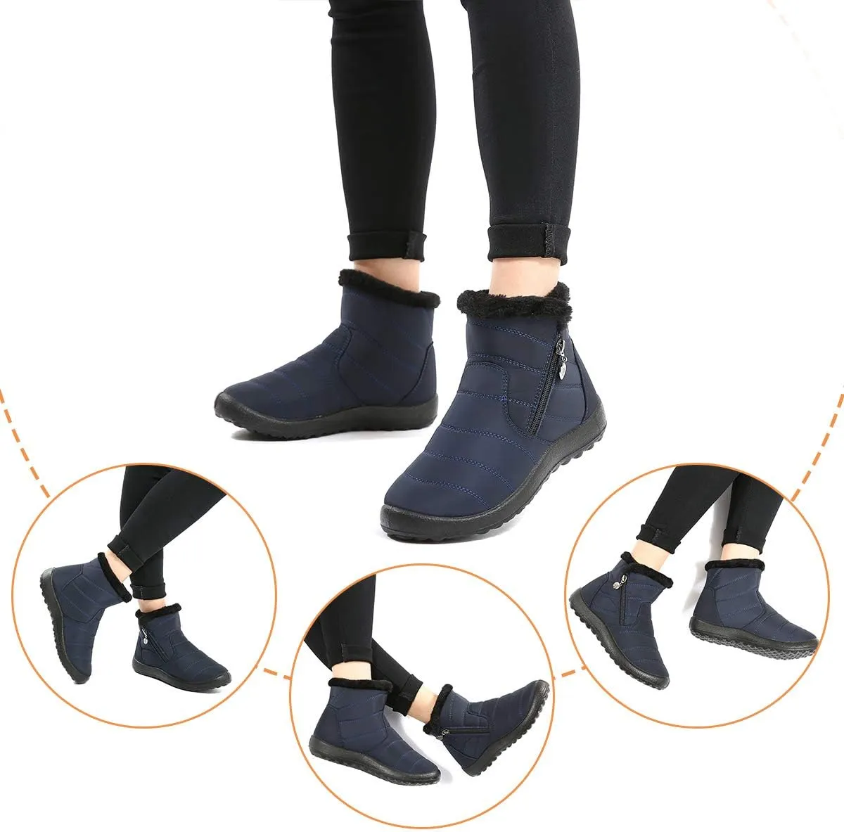gracosy Warm Snow Boots, Women's Winter Ankle Bootie Anti-Slip Fur Lined Ankle Short Boots Waterproof Slip On Outdoor Shoes