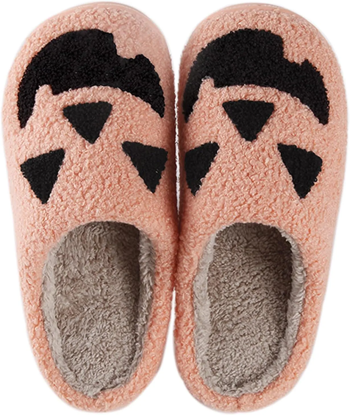 Halloween Pumpkin Slippers for Womens Mens Cute Cartoon Slippers Plush Warm Memory Foam Shoes