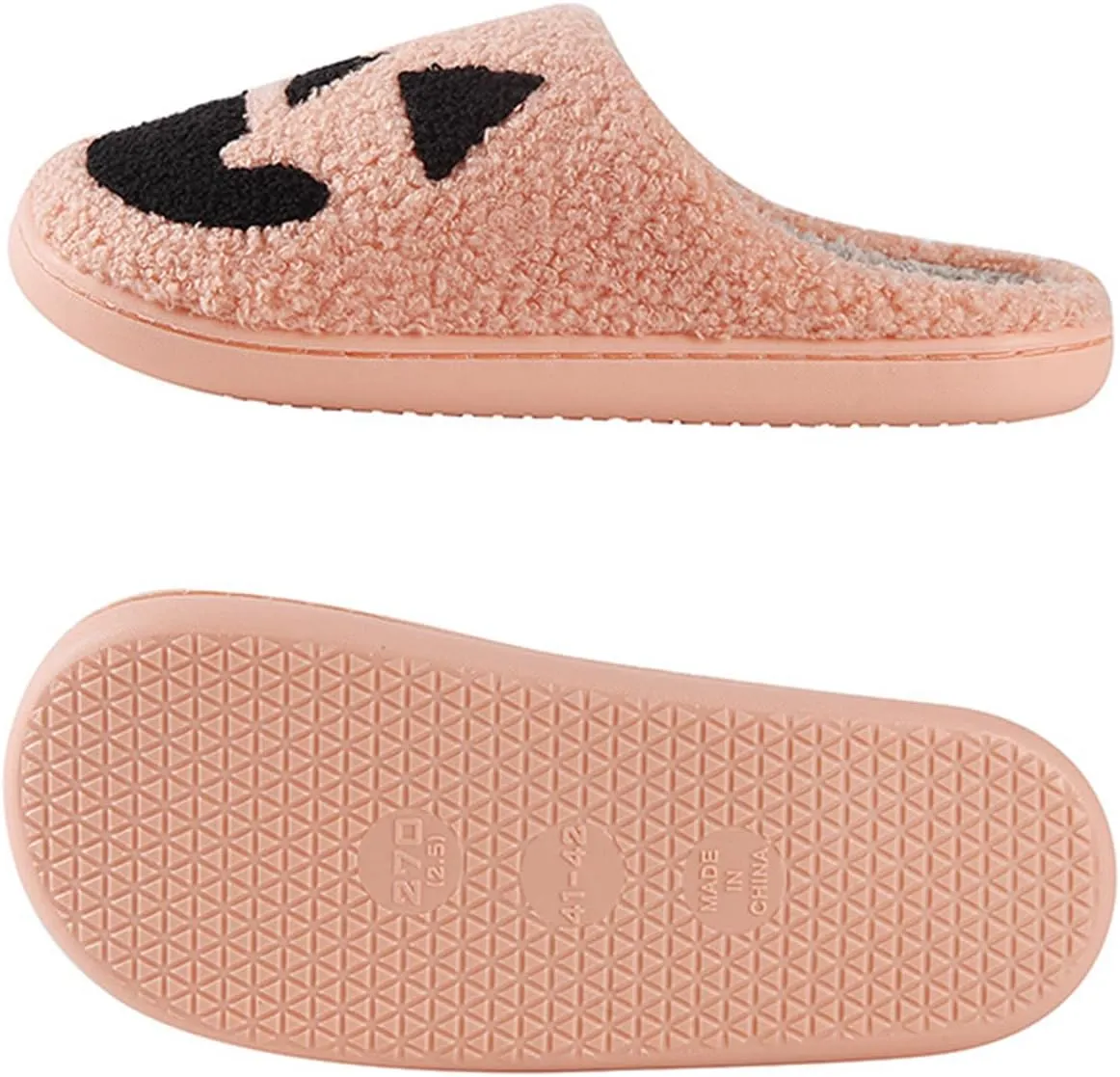 Halloween Pumpkin Slippers for Womens Mens Cute Cartoon Slippers Plush Warm Memory Foam Shoes