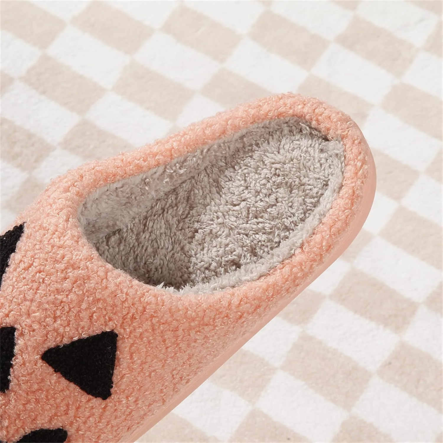 Halloween Pumpkin Slippers for Womens Mens Cute Cartoon Slippers Plush Warm Memory Foam Shoes