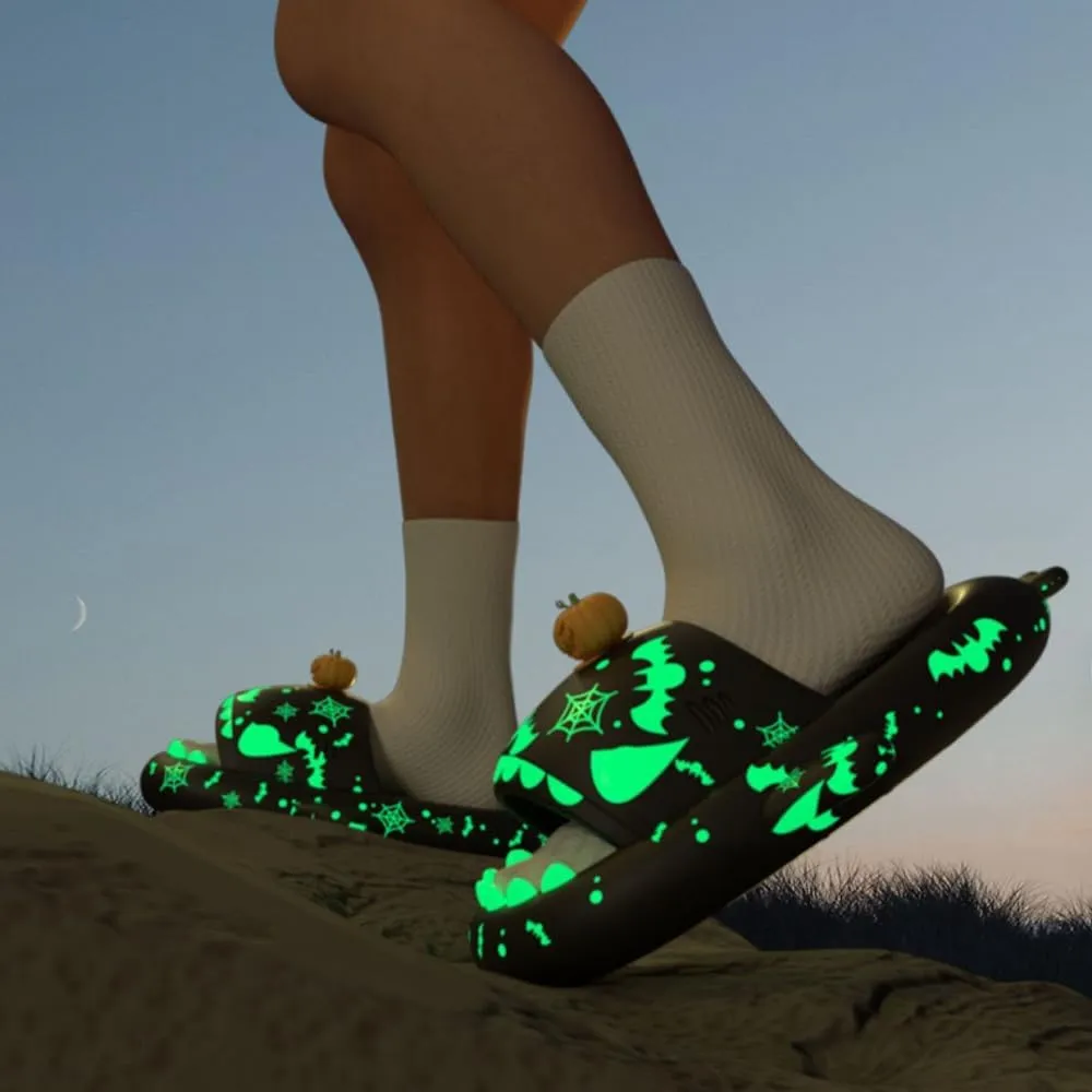 Halloween Shark Slippers, Christmas Shark Slippers, Glow All Saints Day inthe dark Spooky Shark Slides, Anti-Slip open toed lightweight soles Shark Slippers