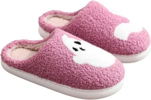 Halloween Slippers for Women Men Fuzzy Preppy Slipper Warm Funny Spooky Cloud Slipper House Couple Slipper Memory Foam Shoes, F-GY-DTX005