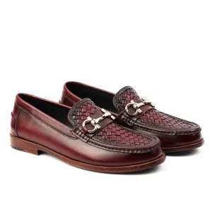 Handmade Burgundy Calfskin Driving Shoes for Men
