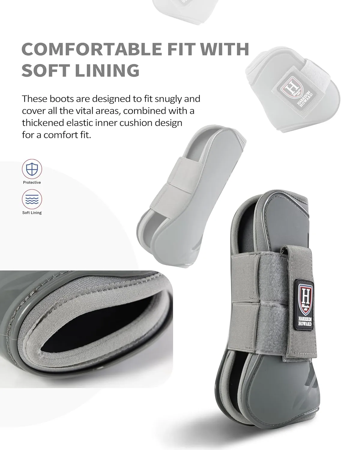 Harrison Howard Horse Tendon Boots Open Front/Fetlock Boot for Horse Protective Boots for Jumping, Trail Riding Set of 4