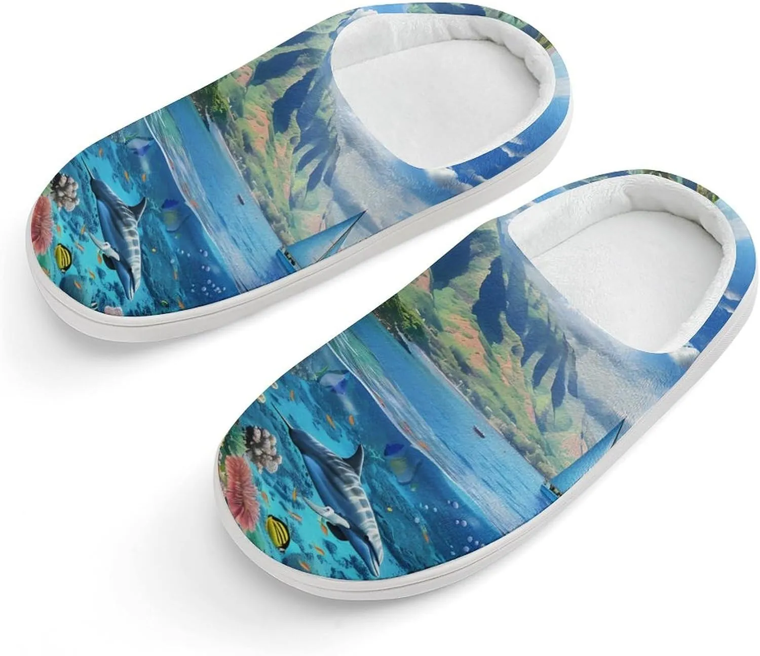 Hawaiian Life Sea Fish Kids Toddler Cotton Slippers Slip-on House Shoes for Bedroom Indoor Outdoor