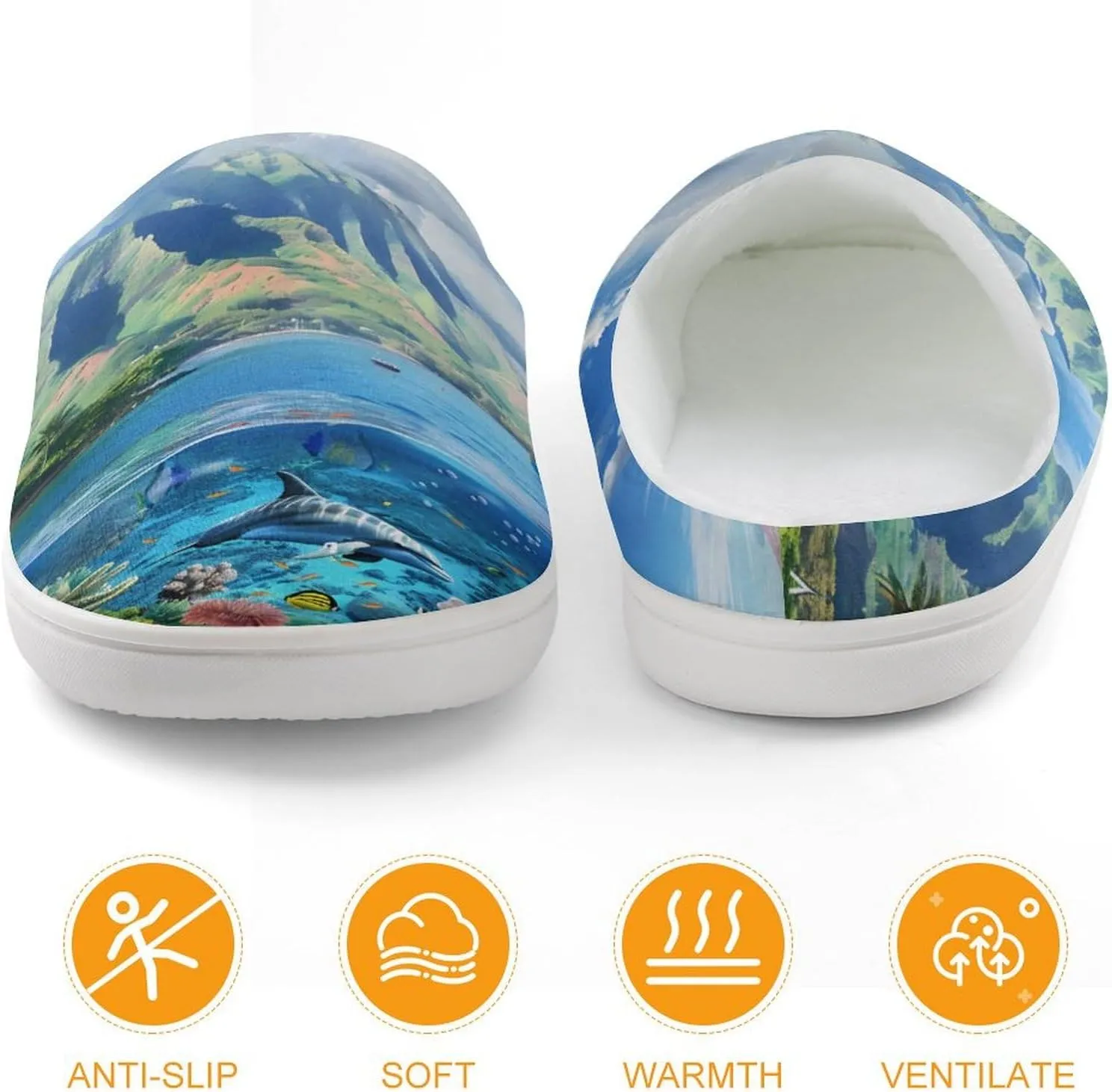 Hawaiian Life Sea Fish Kids Toddler Cotton Slippers Slip-on House Shoes for Bedroom Indoor Outdoor