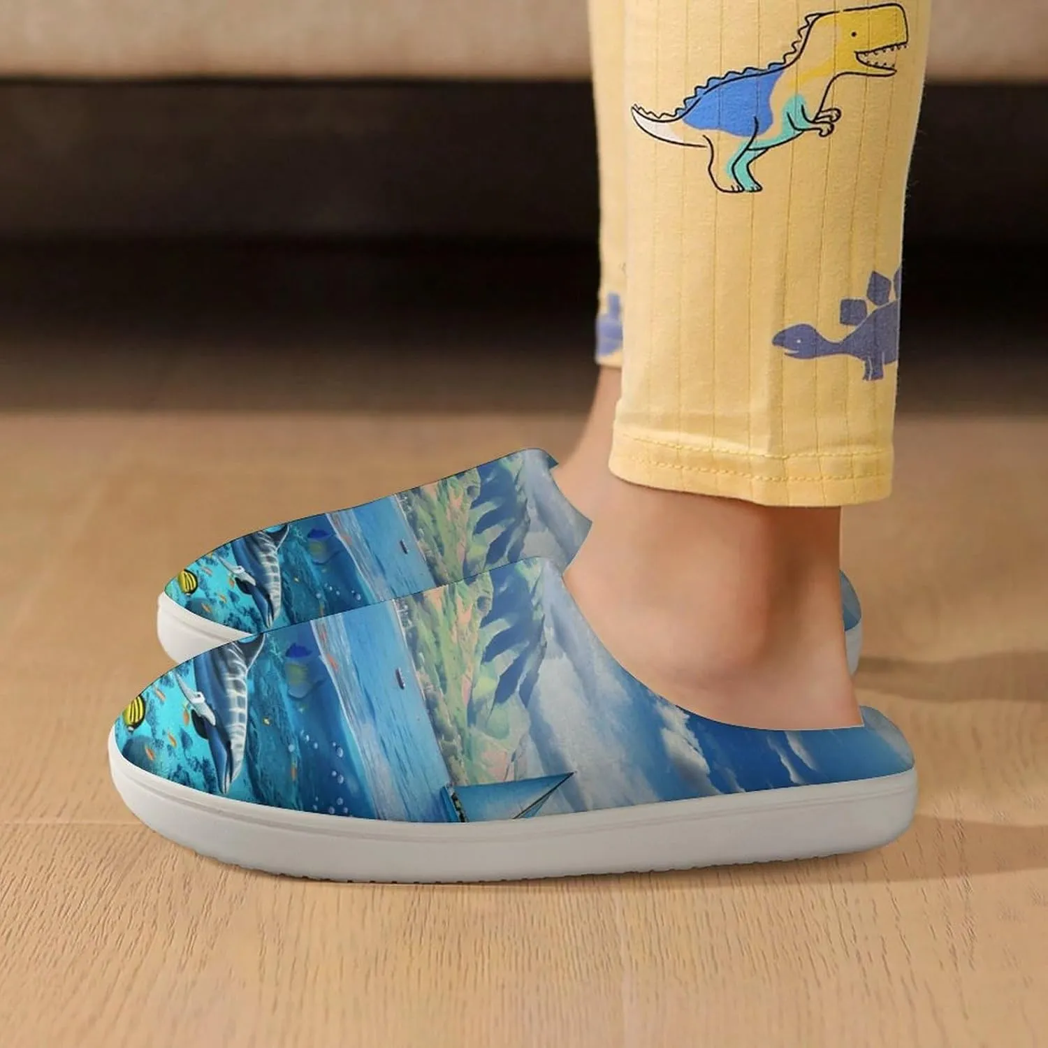Hawaiian Life Sea Fish Kids Toddler Cotton Slippers Slip-on House Shoes for Bedroom Indoor Outdoor